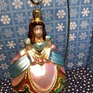 Polonaise Christmas Ornament Cinderella hand blown and painted glass Poland.